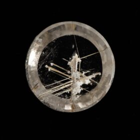 眩い金糸が描く構築美｜ルチルクォーツ 27.0ct 稀少な白い花を纏った一石 ブラジル産