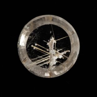 眩い金糸が描く構築美｜ルチルクォーツ 27.0ct 稀少な白い花を纏った一石 ブラジル産